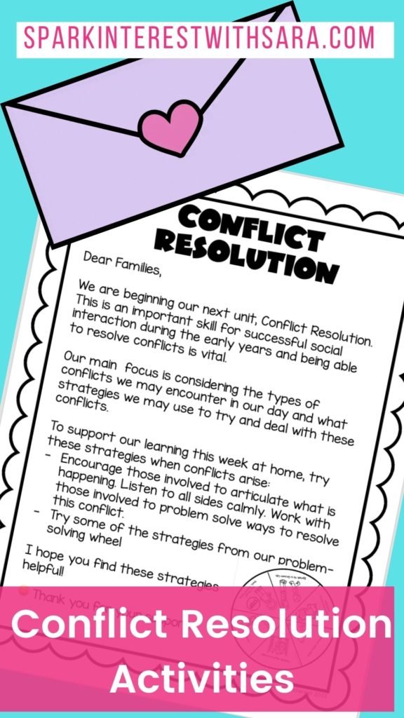 Conflict resolution activities letter to families