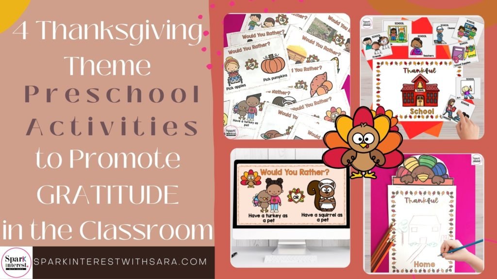 Blog cover image for thanksgiving themed preschool activities that promote gratitude