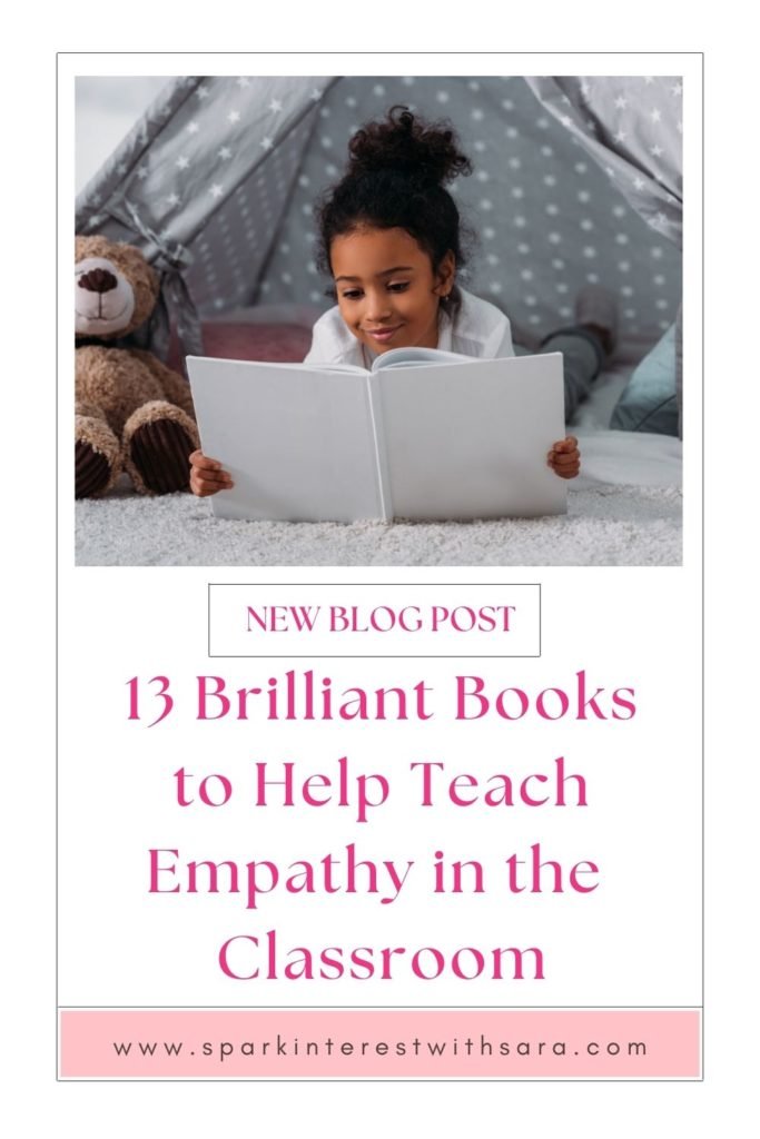 Long pin cover image for blog post 13 brilliant books to help teach empathy