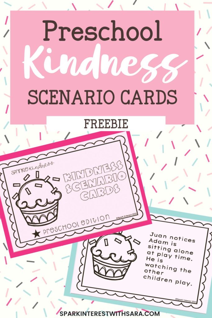 Preschool kindness scenario cards freebie pin